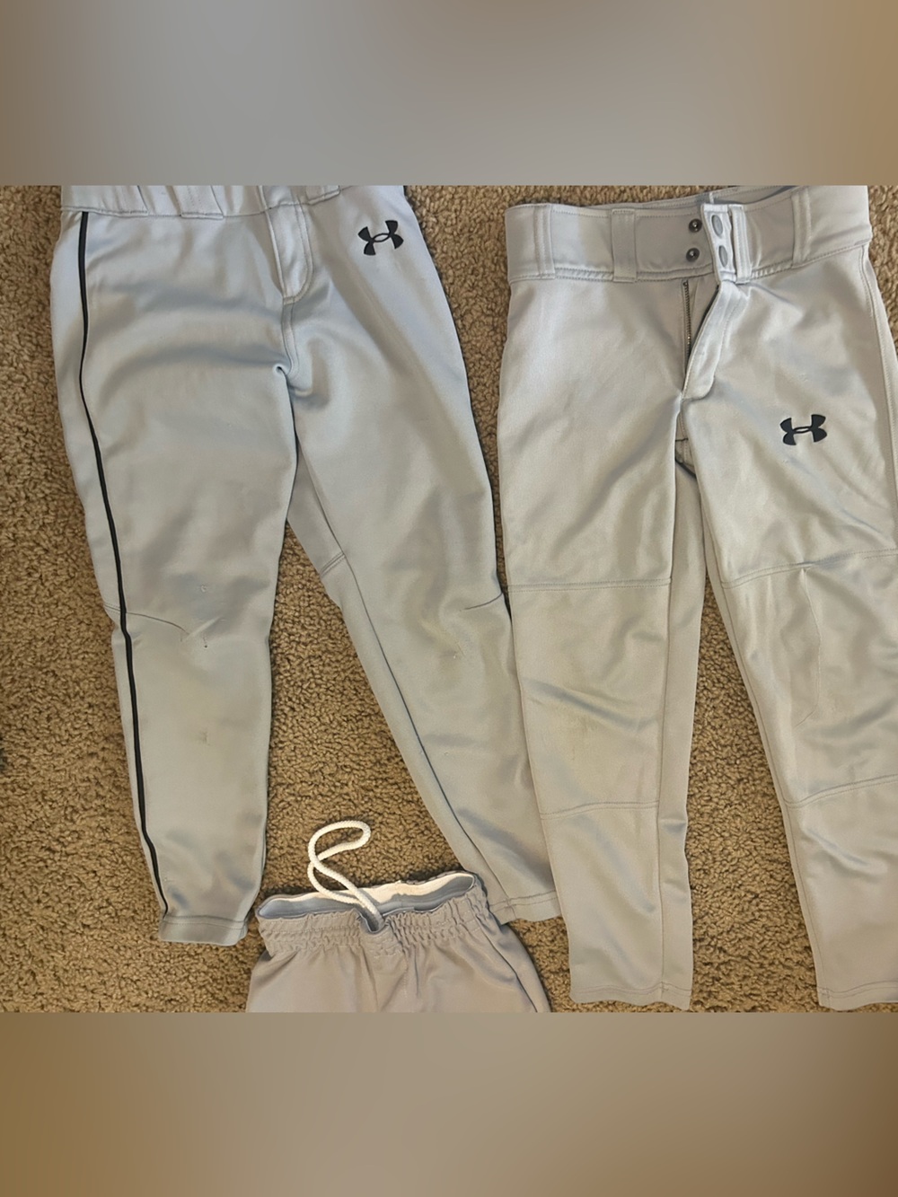 Kids' Light Gray Baseball Pants - Youth Small